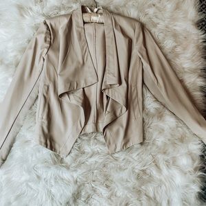 BB Dakota vegan leather moto drape jacket size xs / color parchment